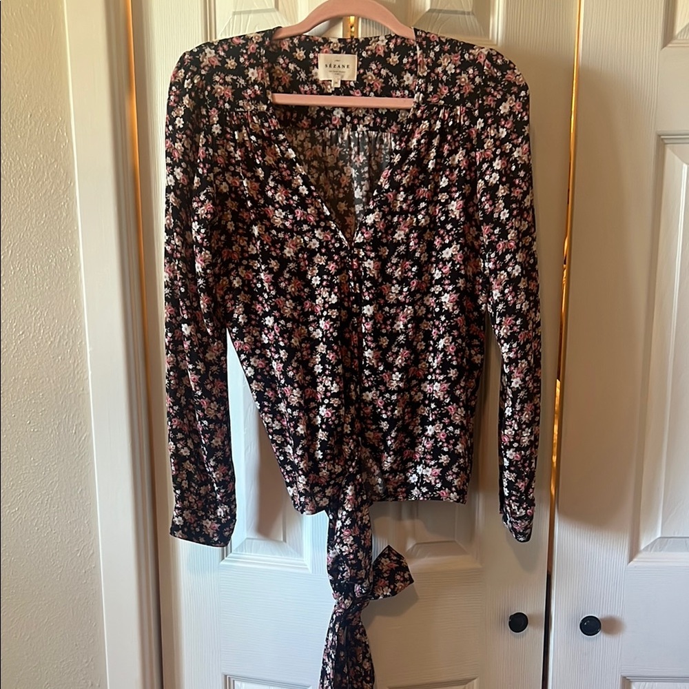 Floral Tie-Front Blouse